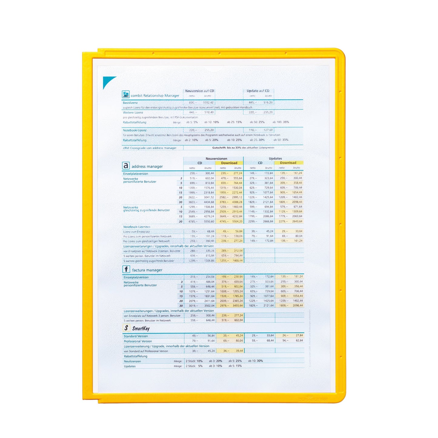DURABLE Sichttafel SHERPA® PANEL DIN A4 Polypropylen gelb