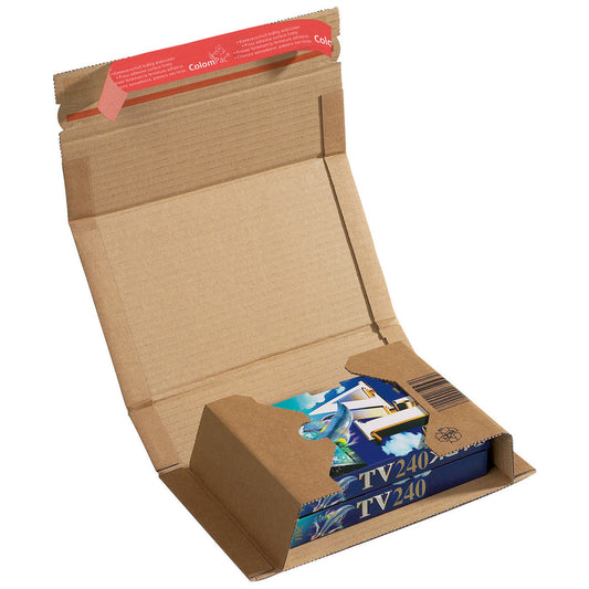 ColomPac® Versandkarton Universal Innenmaße: 21,7 x -6 x 15,5 cm (B x H x T) Außenmaße: 27,1 x 7,5 x 16,5 cm (B x H x T) Kraftliner Wellpappe 1-wellig braun