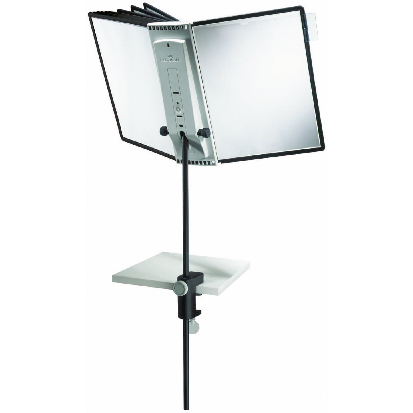 DURABLE Sichttafelständer SHERPA® Display System Desk Clamp 10 25 x 60 x 8,8 cm (B x H x T) Polypropylen/Stahl/ABS Kunststoff Anzahl der mitgelieferten Sichttafeln: 10 Sichttafeln schwarz