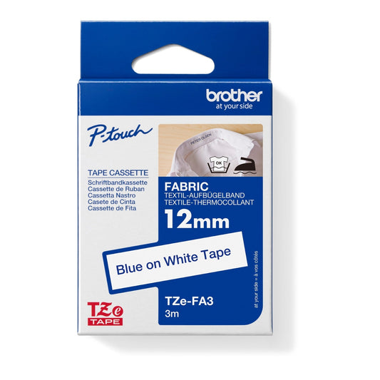 Brother Schriftbandkassette P-touch 12 mm x 3 m (B x L) weiß blau