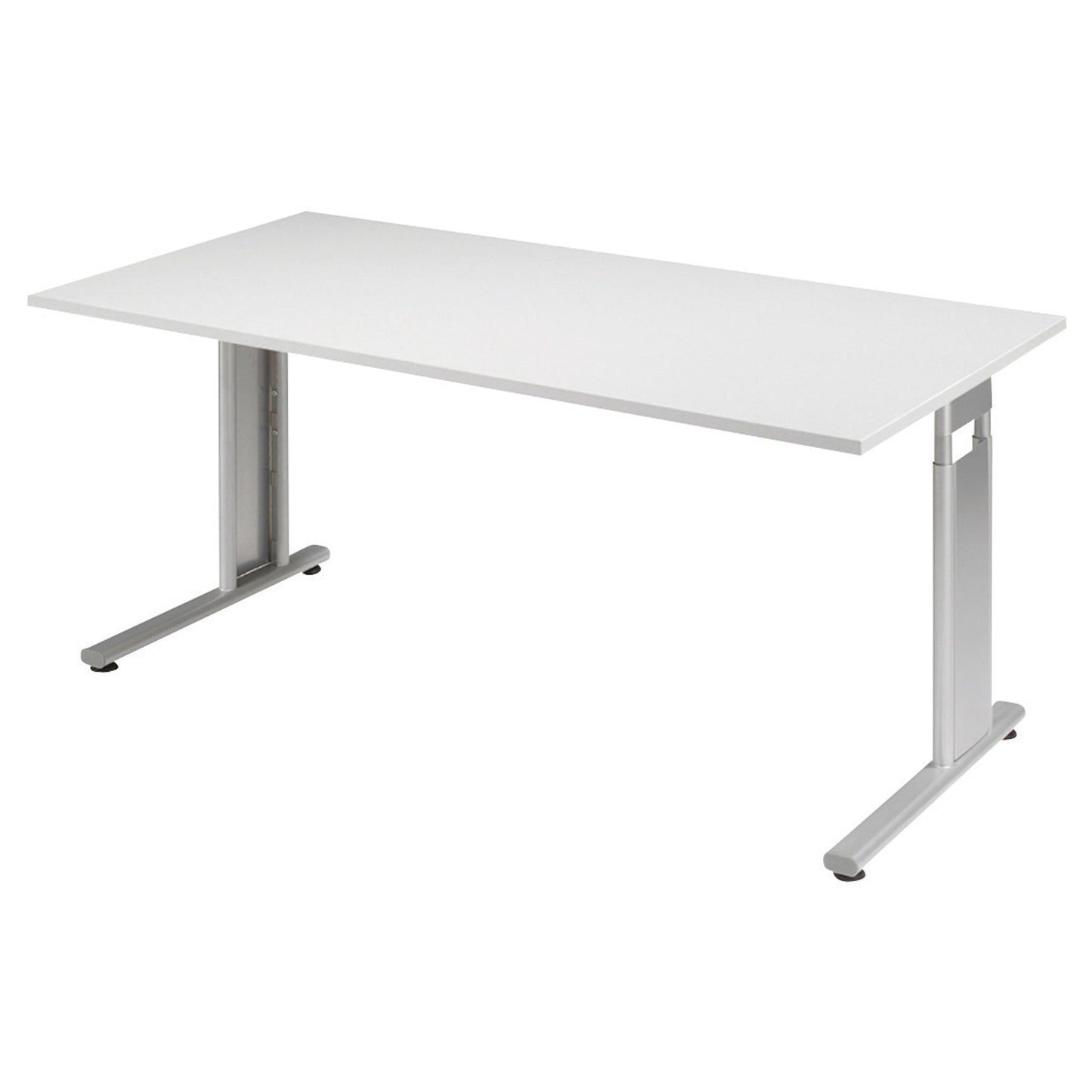 Geramöbel Schreibtisch C Fuß Flex Maße: 1.600 x 680-820 x 800 mm (B x H x T) Dreischicht-Feinspan lichtgrau