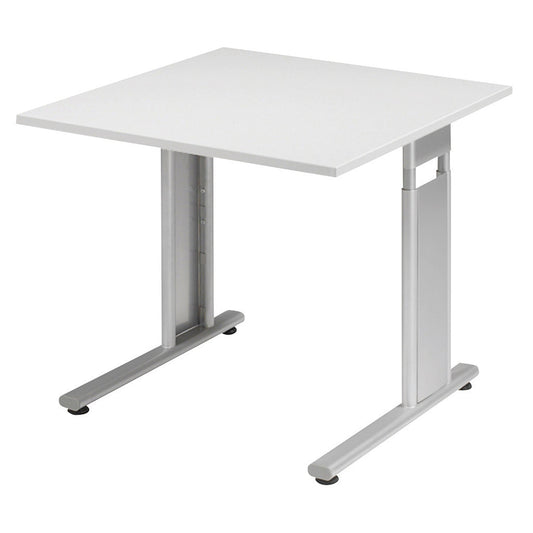 Geramöbel Schreibtisch C Fuß Flex Maße: 800 x 680-820 x 800 mm (B x H x T) Dreischicht-Feinspan lichtgrau