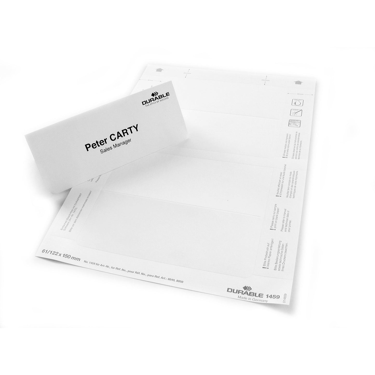 DURABLE Einsteckschild BADGEMAKER® 61 x 150 mm (B x H) 150g/m² Karton weiß 40 St./Pack.