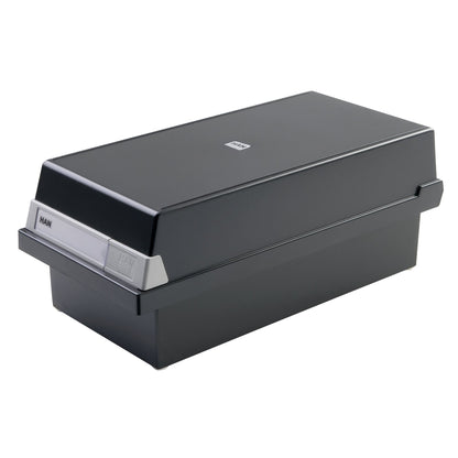 HAN Karteikasten 23,4 x 18 x 36 cm (B x H x T) DIN A5 quer 1.300 Karten Polystyrol schwarz 2 Stützplatten