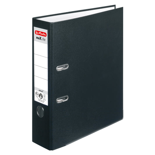 Herlitz Ordner maX.file protect 80mm DIN A4 Rückenschild: einsteckbar mit Schlitzen Material außen: Polypropylen Material innen: Papier schwarz