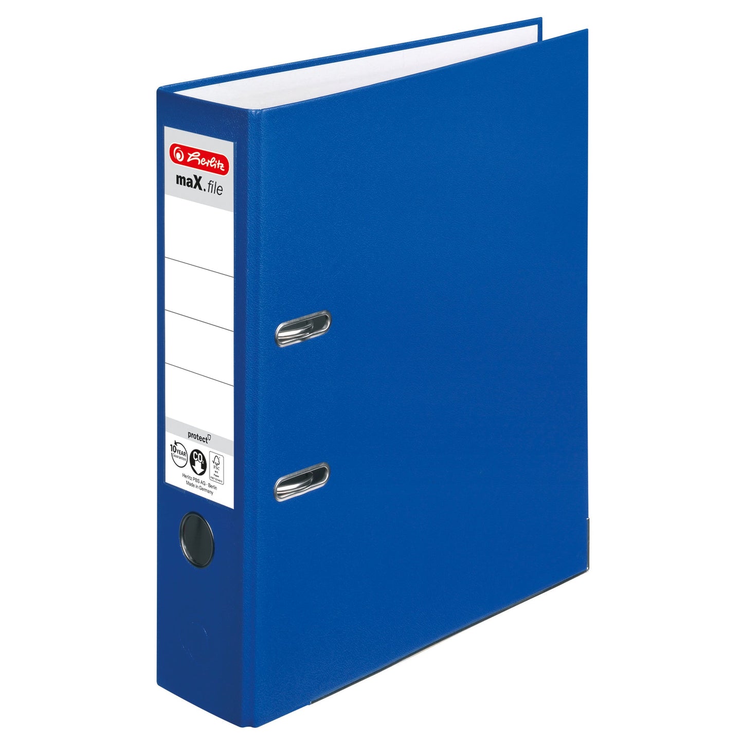 Herlitz Ordner maX.file protect 80mm DIN A4 Rückenschild: einsteckbar mit Schlitzen Material außen: Polypropylen Material innen: Papier blau