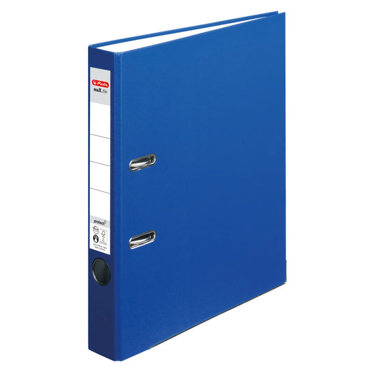 Herlitz Ordner maX.file protect 50mm DIN A4 Rückenschild: einsteckbar mit Schlitzen Material außen: Polypropylen Material innen: Papier blau