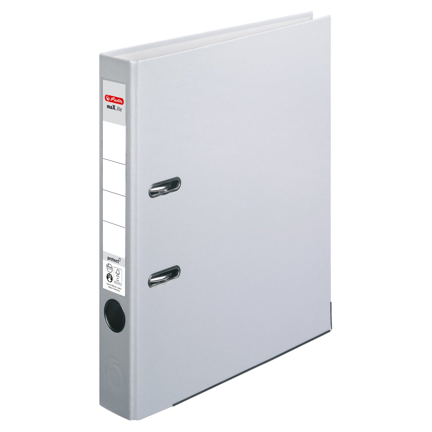 Herlitz Ordner maX.file protect 50mm DIN A4 Rückenschild: einsteckbar mit Schlitzen Material außen: Polypropylen Material innen: Papier grau