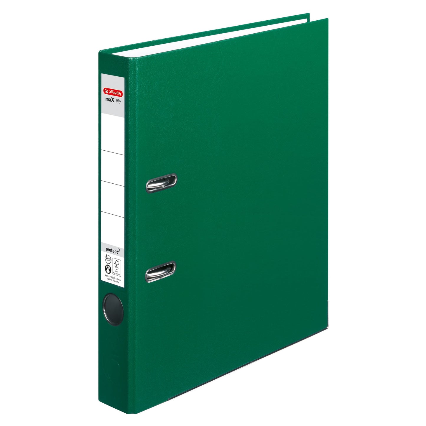 Herlitz Ordner maX.file protect 50mm DIN A4 Rückenschild: einsteckbar mit Schlitzen Material außen: Polypropylen Material innen: Papier grün