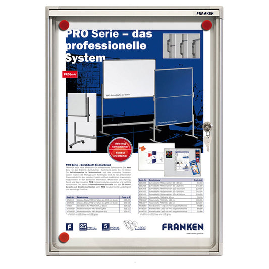 FRANKEN Schaukasten X-tra!Line Innenbereich 28 x 37 x 3 cm (B x H x T) 1 x DIN A4 mit Schloss Aluminium/Kunststoff silbereloxiert