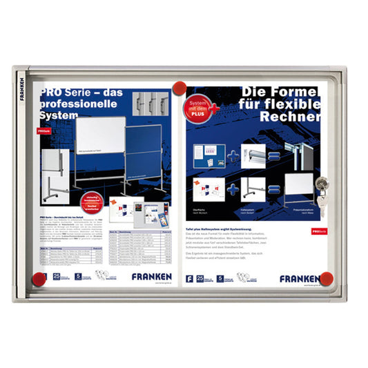 FRANKEN Schaukasten X-tra!Line Innenbereich 51 x 37 x 3 cm (B x H x T) 2 x DIN A4 mit Schloss Aluminium/Kunststoff silbereloxiert