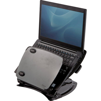 Fellowes® Notebookständer Professional Series höhenverstellbar 4 USB Ports Metall schwarz/silber