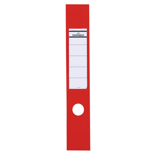 DURABLE Ordnerrückenetikett ORDOFIX® breit/lang 60 x 390 mm (B x H) selbstklebend mit Griffloch rot 10 Etik./Pack.