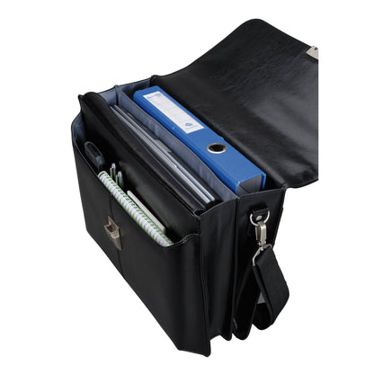 Alassio® Aktentasche FAENZA Außenmaße: 41 x 32,5 x 12 cm (B x H x T) Steckverschluss Leder schwarz