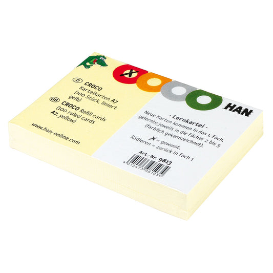 HAN Karteikarte DIN A7 quer liniert gelb 100 St./Pack.