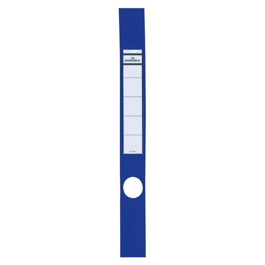 DURABLE Ordnerrückenetikett ORDOFIX® schmal/lang 40 x 390 mm (B x H) selbstklebend mit Griffloch blau 10 Etik./Pack.