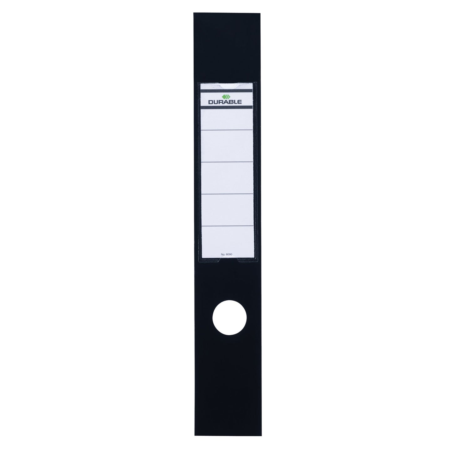 DURABLE Ordnerrückenetikett ORDOFIX® breit/lang 60 x 390 mm (B x H) selbstklebend mit Griffloch schwarz 10 Etik./Pack.