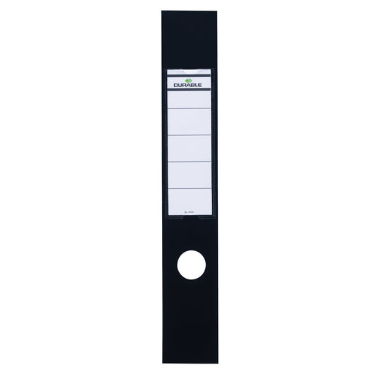 DURABLE Ordnerrückenetikett ORDOFIX® breit/lang 60 x 390 mm (B x H) selbstklebend mit Griffloch schwarz 10 Etik./Pack.