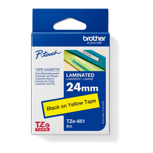 Brother Schriftbandkassette P-touch 24 mm x 8 m (B x L) gelb schwarz