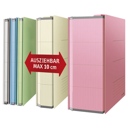 PLUS Japan Ordner Zero Max 10-100mm DIN A4 ohne Schlitze Werkstoff: Papier, 95 % recycelt Material außen: 95 % Recyclingzellstoff Material innen: 95 % Recyclingzellstoff grau