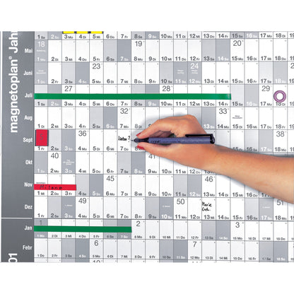 magnetoplan® Jahresplaner CC 92 x 62,5 cm (B x H) 12 Monate inkl. 1 Boardmarker, 1 OHP-Marker, 1 Datumsmagnet Aluminium weiß