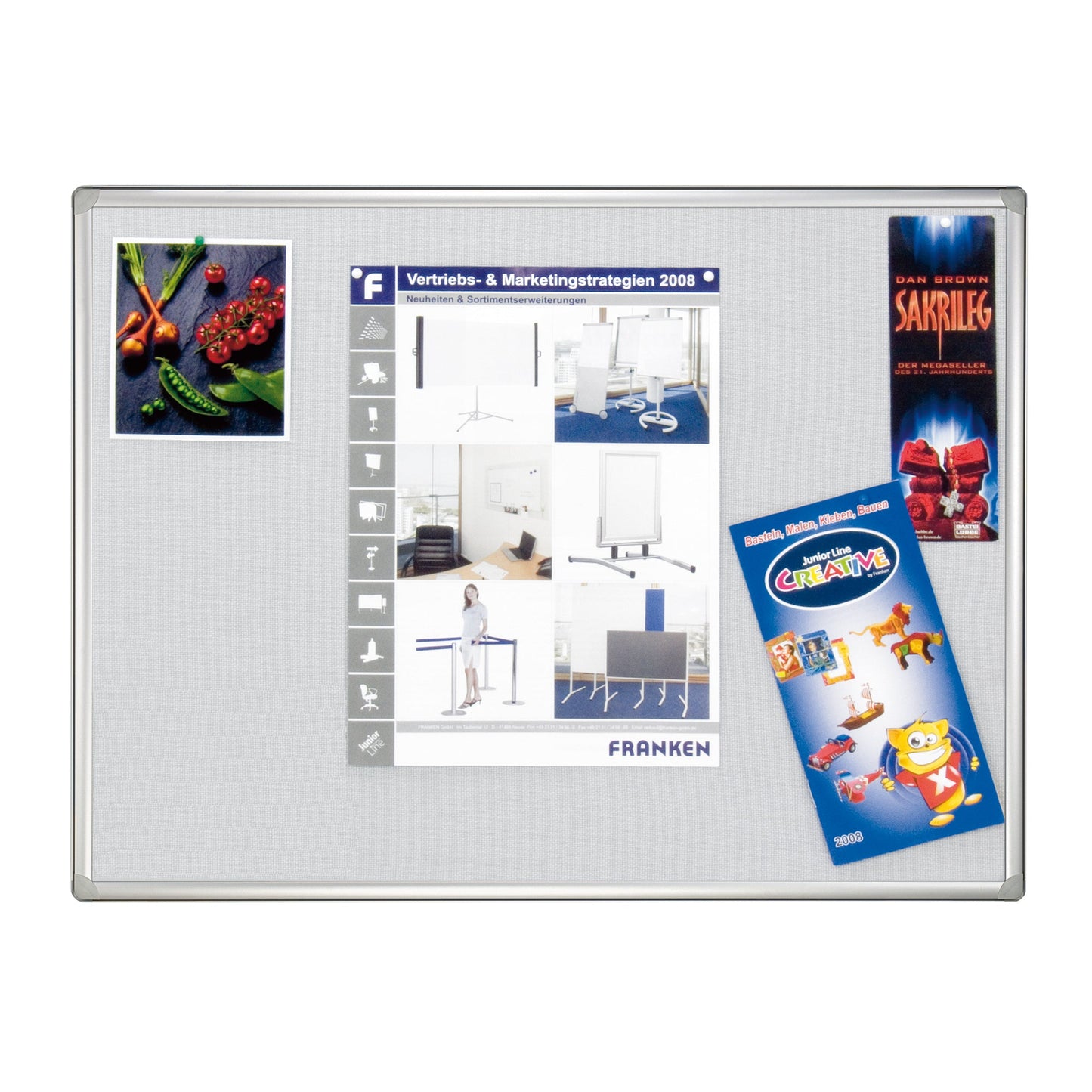 FRANKEN Pinnwand PRO 150 x 100 cm (B x H) Gleiterset Filz Material des Rahmens: Aluminium/Kunststoff grau