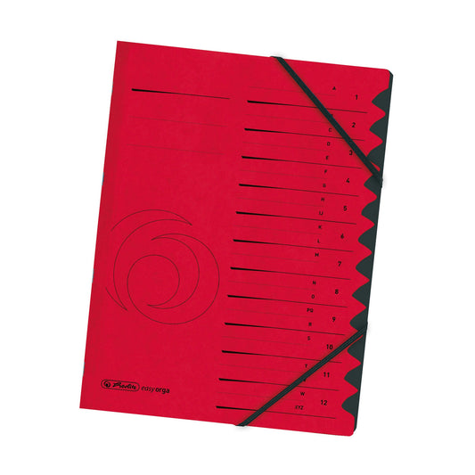 Herlitz Ordnungsmappe Qualitiy DIN A4 355g/m² Karton Farbe: rot Farbe des Fächerblocks: schwarz 12 Fächer