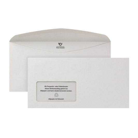 POSTHORN Briefumschlag 2000 DIN C6/C5 229 x 114 mm (B x H) mit gummierter Klappe mit Fenster 80g/m² grau 1.000 St./Pack.