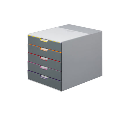 DURABLE Schubladenbox VARICOLOR® 5 5 Schubladen DIN A4, DIN C4, Folio, Letter ABS Kunststoff/Polystyrol Gehäusefarbe: grau Farbe der Schublade: anthrazit/mehrfarbig