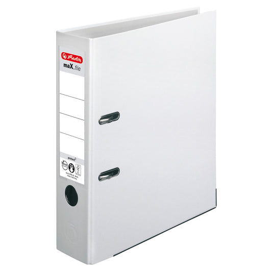 Herlitz Ordner maX.file protect 80mm DIN A4 Rückenschild: einsteckbar mit Schlitzen Material außen: Polypropylen Material innen: Papier weiß