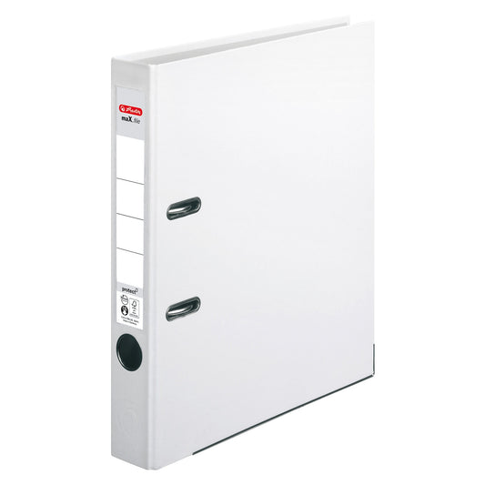 Herlitz Ordner maX.file protect 50mm DIN A4 Rückenschild: einsteckbar mit Schlitzen Material außen: Polypropylen Material innen: Papier weiß