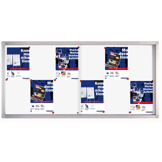 FRANKEN Schaukasten PRO Innenbereich 139 x 68 x 4,6 cm (B x H x T) 12 x DIN A4 mit Schloss Aluminium silbereloxiert
