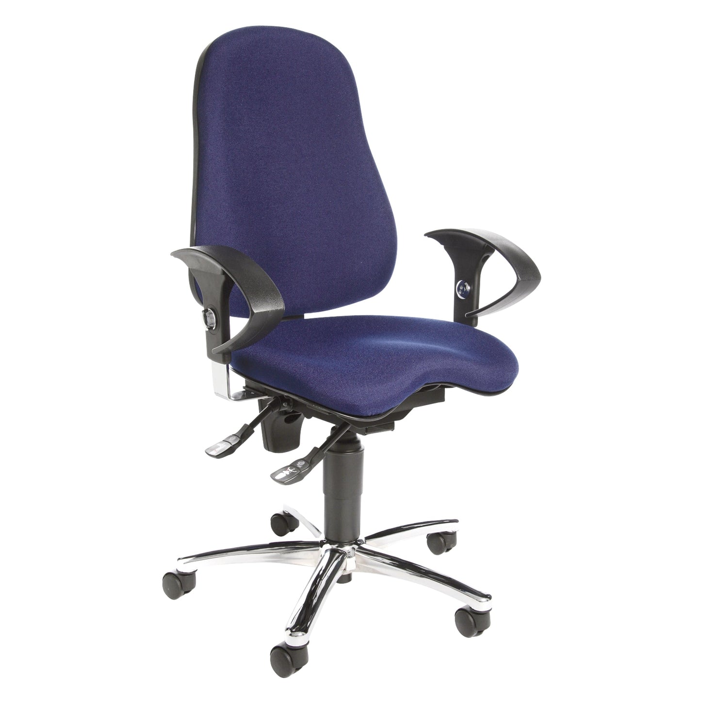 TOPSTAR Bürodrehstuhl Sitness® 10 46-56cm Permanentkontaktmechanik Rolle hart gebremst (für Teppichboden) Stahl, verchromt blau