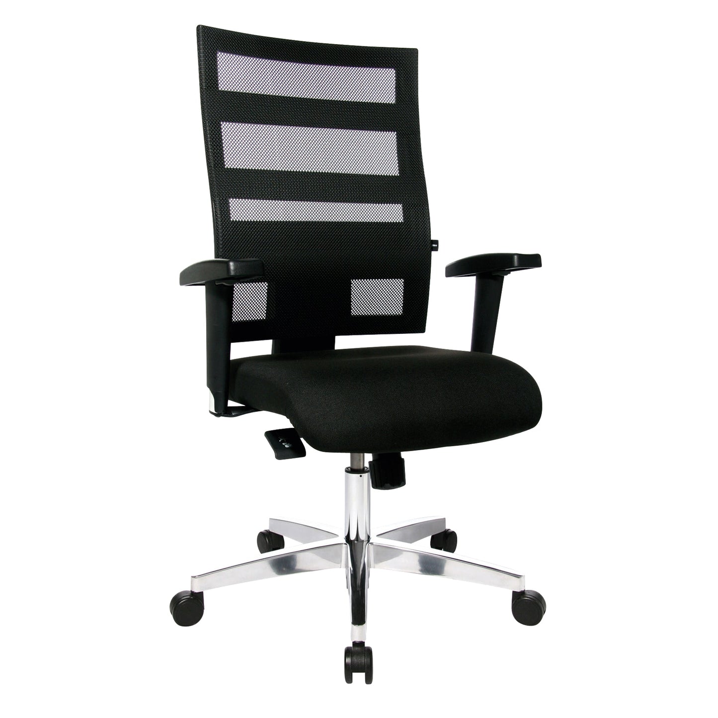 TOPSTAR Bürodrehstuhl X-Pander 41-53cm Punktsynchronmechanik Rolle hart gebremst (für Teppichboden) Aluminium schwarz