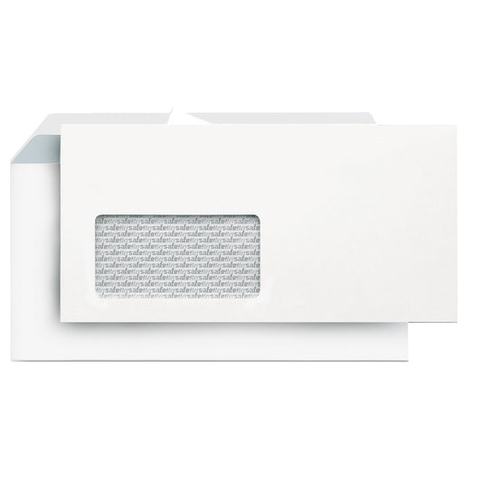 Briefumschlag Lettersafe DIN lang 220 x 110 mm (B x H) mit Haftklebung mit Fenster 80g/m² weiß 500 St./Pack.