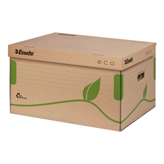 Esselte Archivbox ECO 43,9 x 24,2 x 34,5 cm (B x H x T) DIN A4 mit Archivdruck Wellpappe, 100 % recycelt naturbraun