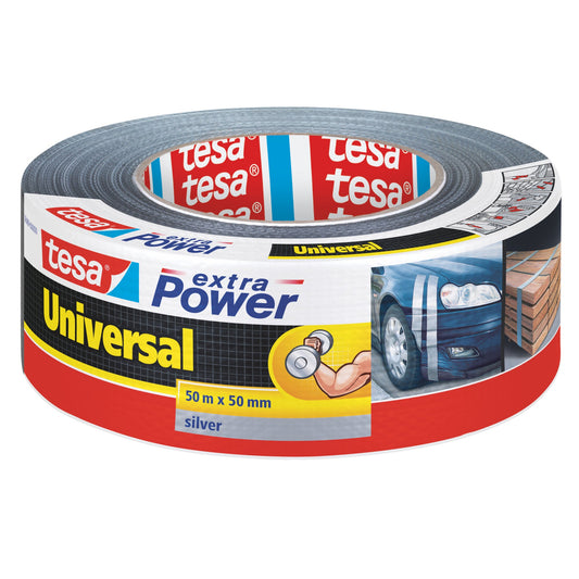 tesa® Gewebeband extra Power® Universal Innenbereich, Außenbereich 50 mm x 50 m (B x L) silber