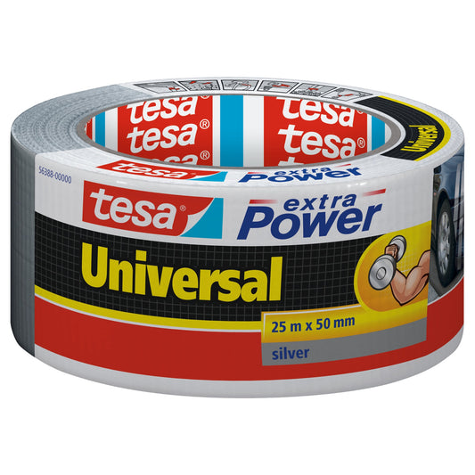tesa® Gewebeband extra Power® Universal Innenbereich, Außenbereich 50 mm x 25 m (B x L) silber