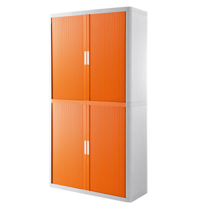 Paperflow Rollladenschrank easyOffice® 1.100 x 2.040 x 415 mm (B x H x T) 4 Fachböden orange weiß