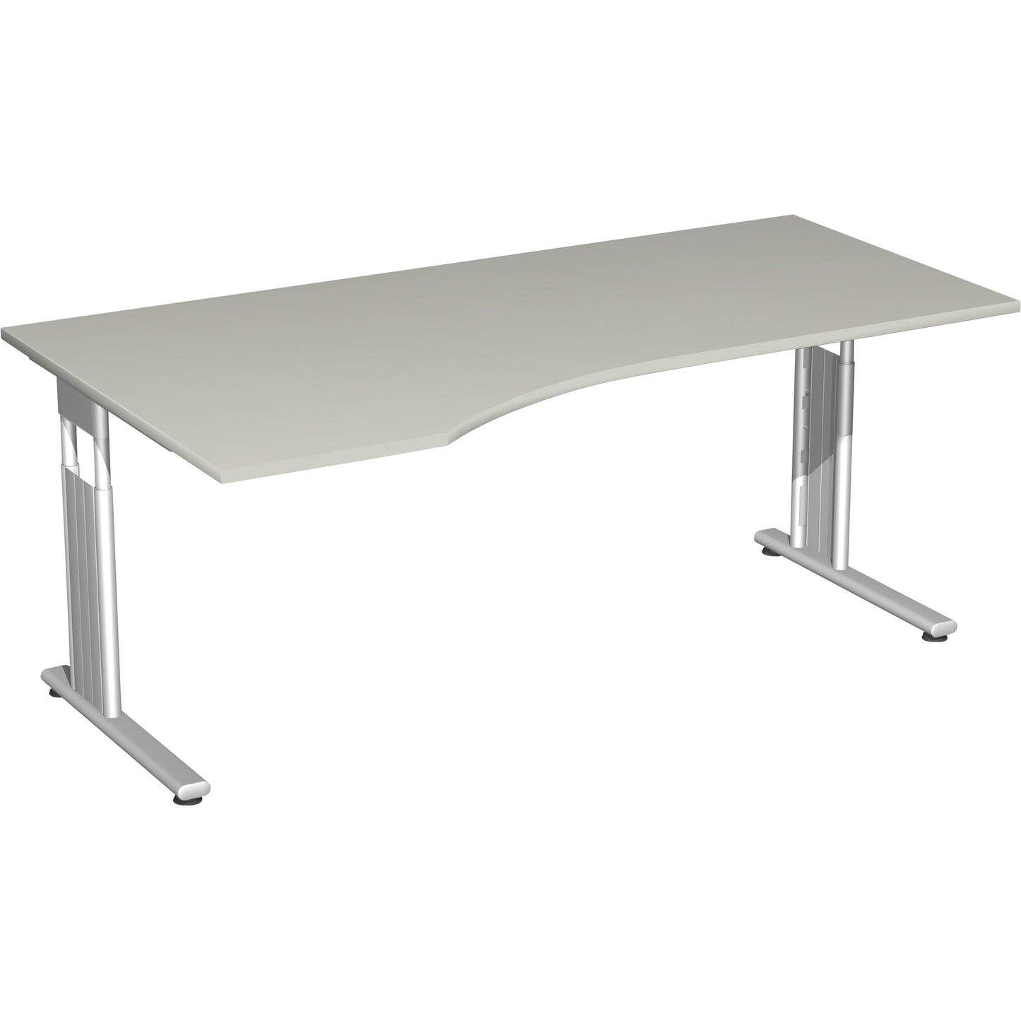 Geramöbel Schreibtisch C Fuß Flex Maße: 1.800 x 680-820 x 800/1.000 mm (B x H x T) Dreischicht-Feinspan lichtgrau