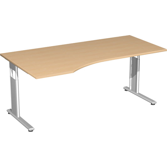 Geramöbel Schreibtisch C Fuß Flex Maße: 1.800 x 680-820 x 800/1.000 mm (B x H x T) Dreischicht-Feinspan buche