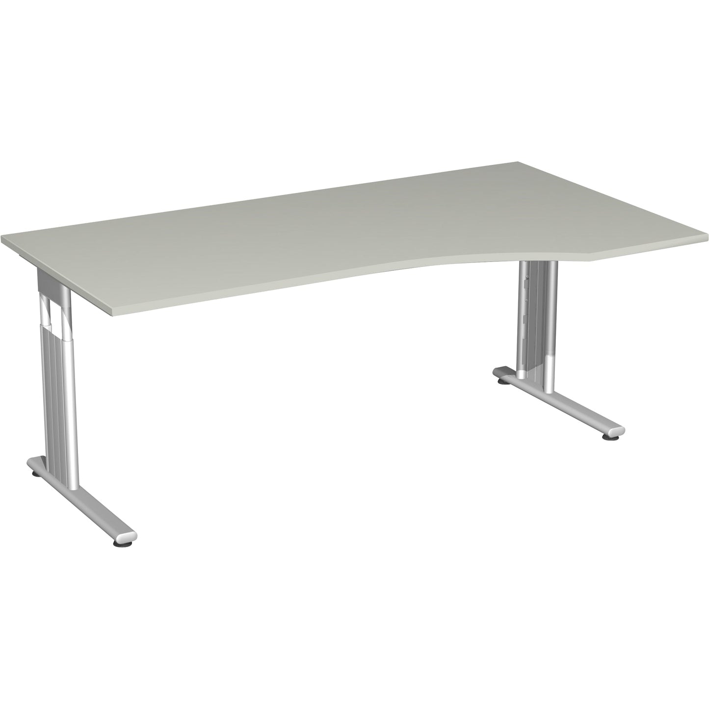 Geramöbel Schreibtisch C Fuß Flex Maße: 1.800 x 680-820 x 800/1.000 mm (B x H x T) Dreischicht-Feinspan lichtgrau