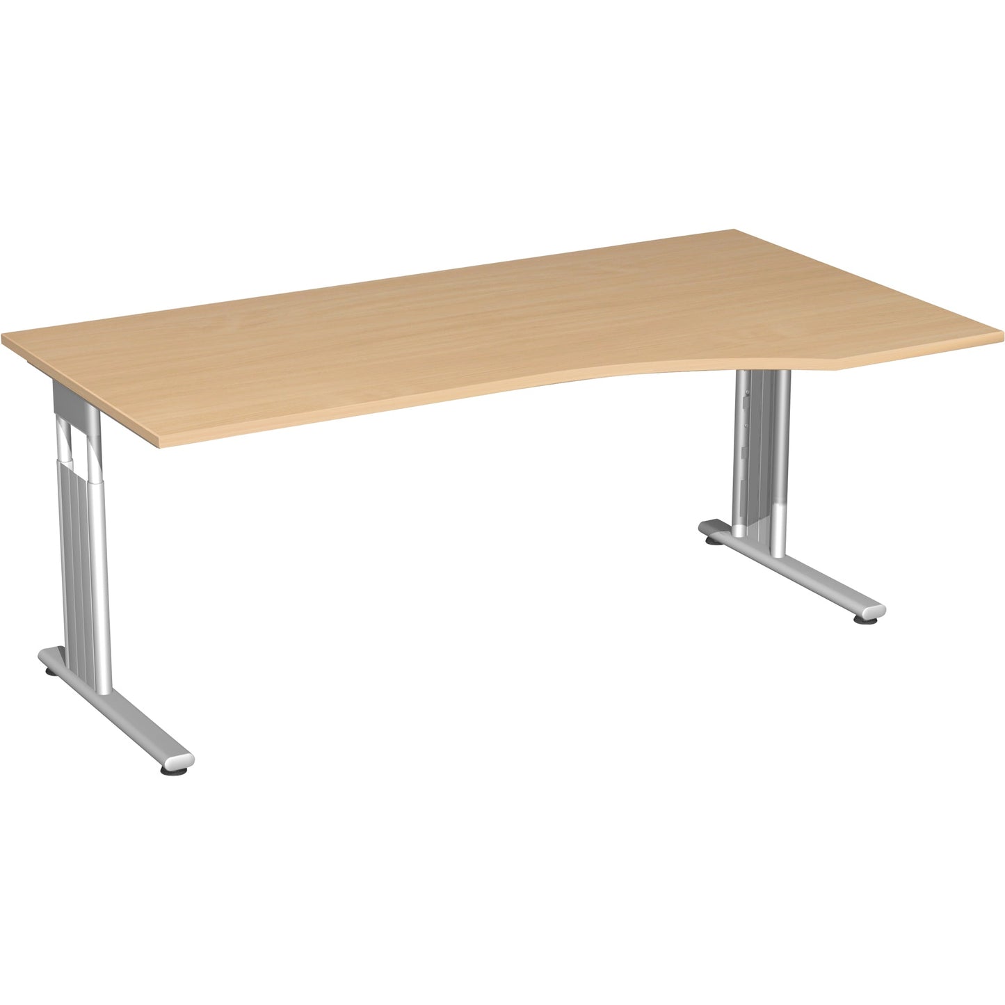 Geramöbel Schreibtisch C Fuß Flex Maße: 1.800 x 680-820 x 800/1.000 mm (B x H x T) Dreischicht-Feinspan buche