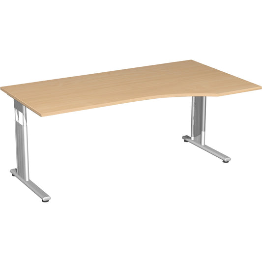 Geramöbel Schreibtisch C Fuß Flex Maße: 1.800 x 680-820 x 800/1.000 mm (B x H x T) Dreischicht-Feinspan buche