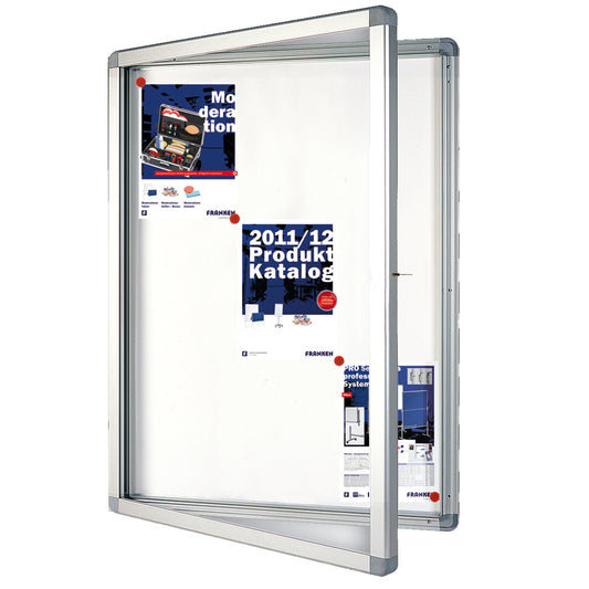 FRANKEN Schaukasten ECO Außenbereich 75 x 101,1 x 4,5 cm (B x H x T) 9 x DIN A4 mit Schloss Aluminium silber