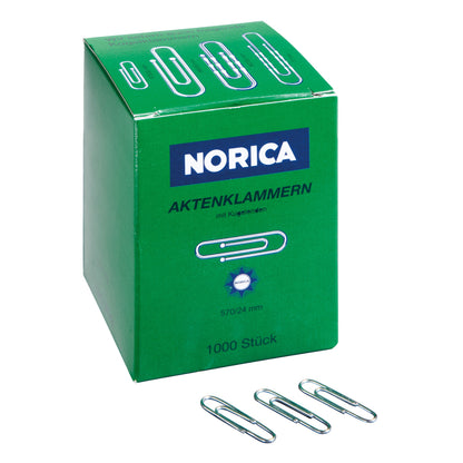 NORICA® Büroklammer glatt, runde Form, mit Kugelenden 24mm Metall, verzinkt silber 1.000 St./Pack.