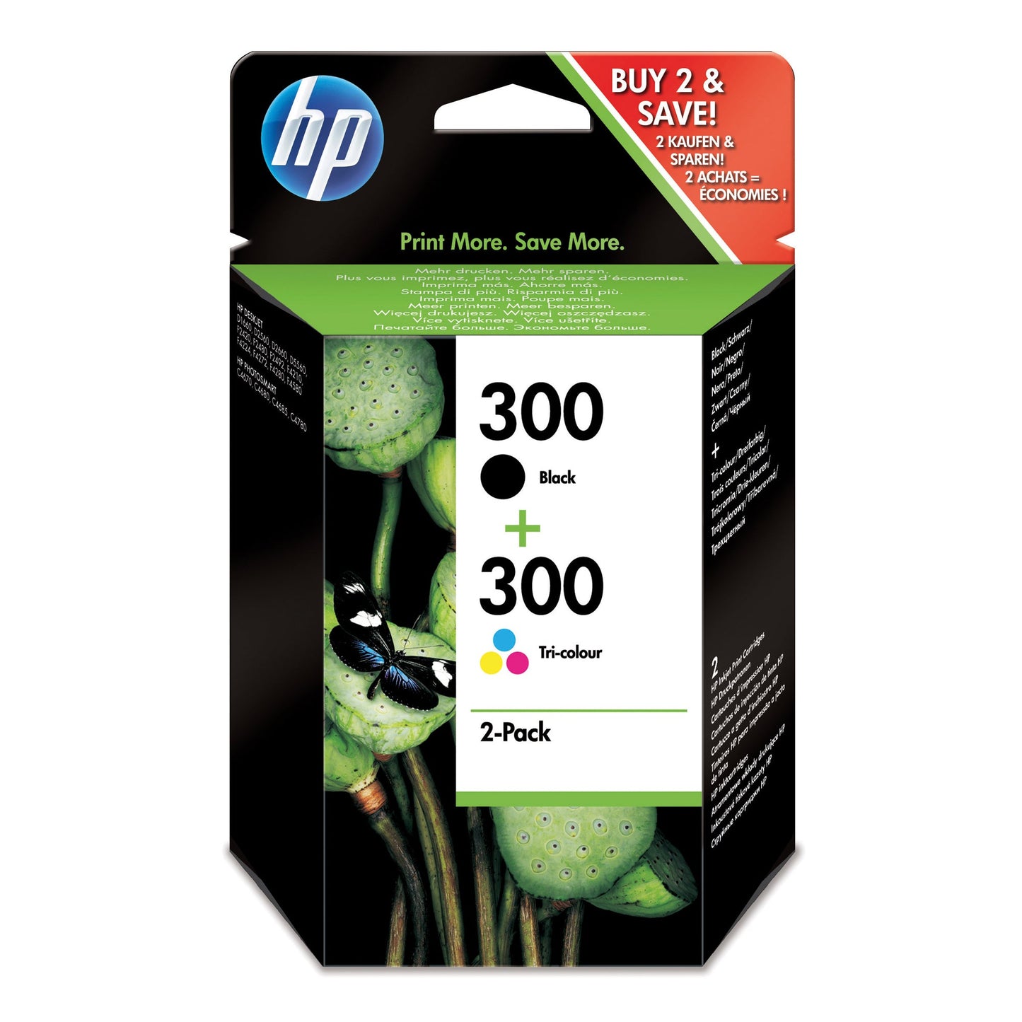 HP Tintenpatrone Originalzubehör 300 ca. 200 Seiten schwarz, ca. 165 Seiten farbig schwarz, mehrfarbig 2 x 4ml 2 St./Pack.