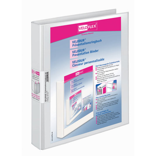 Veloflex Präsentationsringbuch VELODUR® 60mm DIN A4 4 Ringe, D-Mechanik Pappe weiß