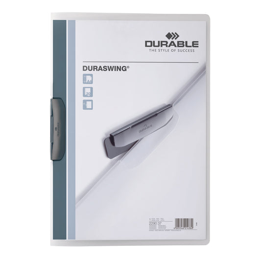 DURABLE Klemmmappe DURASWING® DIN A4 Polypropylen Farbe der Rückseite: transparent Farbe der Klemme: graphit