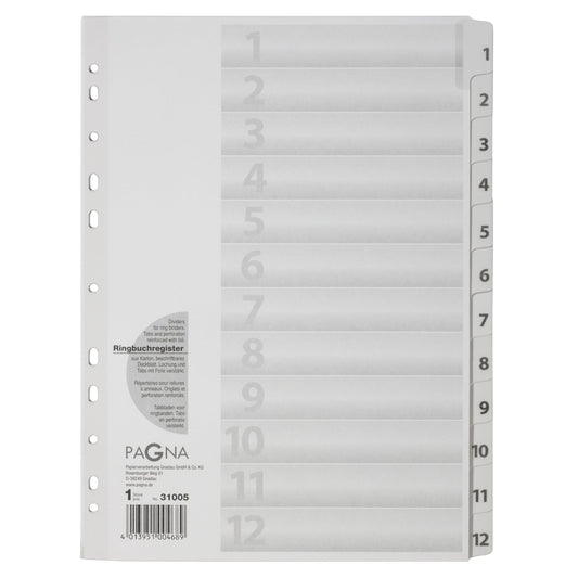 PAGNA Zahlenregister DIN A4 160g/m² 1-12 Karton weiß